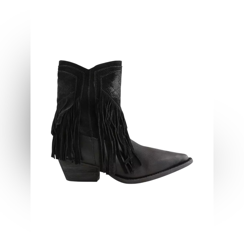 🆕 FREE PEOPLE | LAWLESS FRINGE WESTERN BOOT | BLACK | SIZE: 8.5